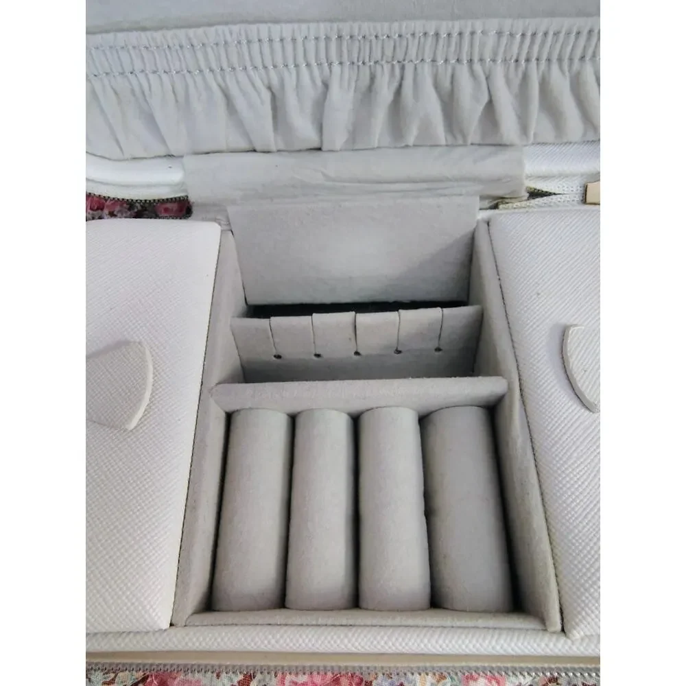 Portable White Jewelry Box Storage Organizer, 